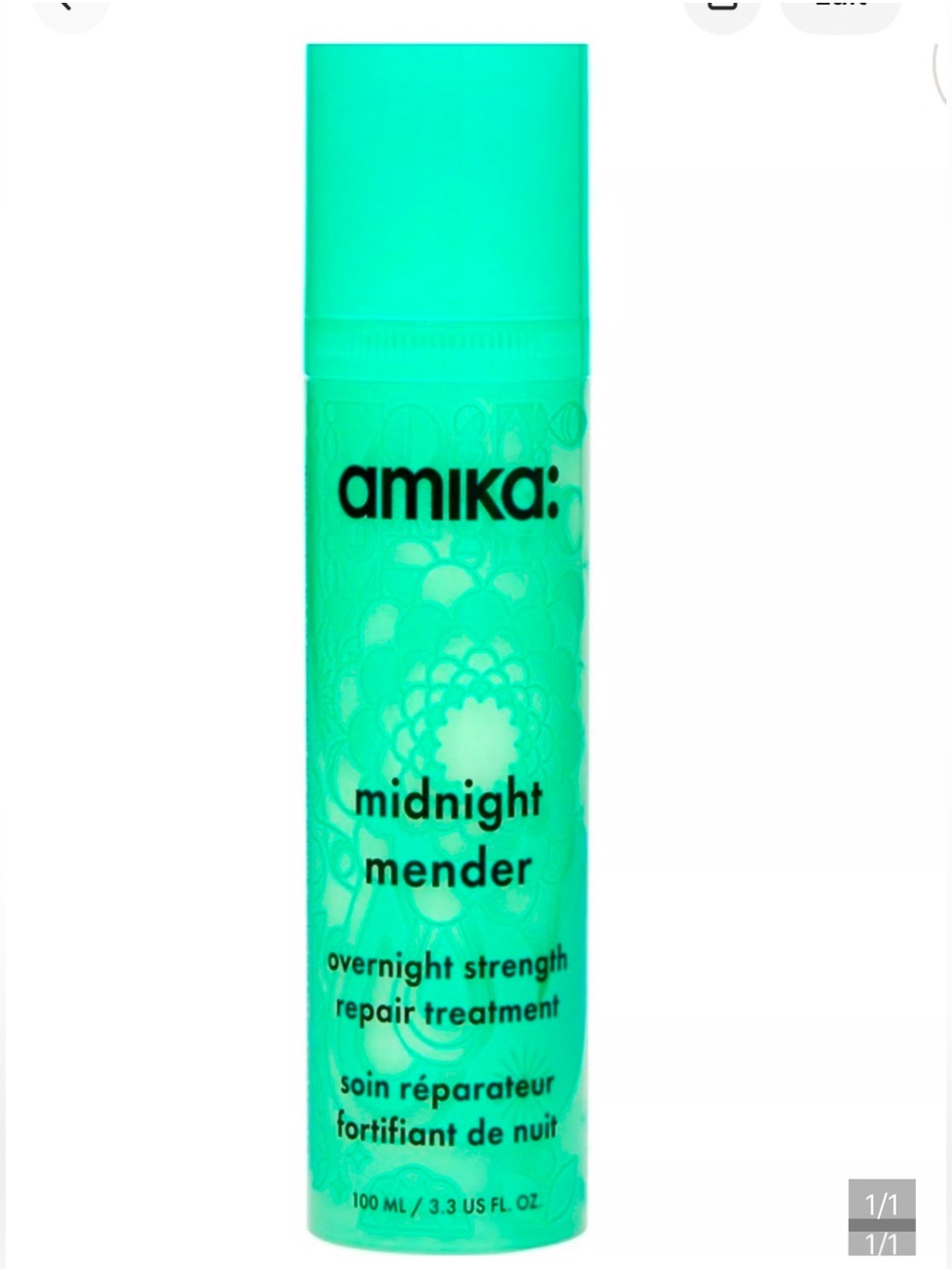 amika Midnight Mender Overnight Repair Treatment — Bright Teal Bottle